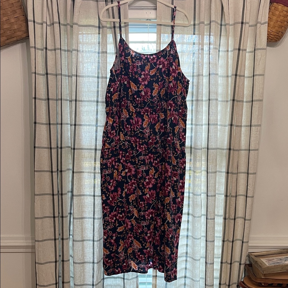 Old Navy Floral Midi Dress - Navy and Pink